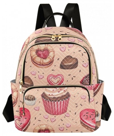 Valentines Day Cookies Cakes Mini Backpack Purse for Women, Chocolate Sweets Travel Backpack Fashion Backpack Lightweight Sho...