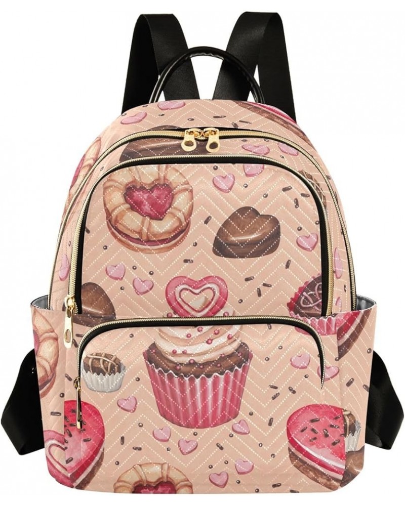 Valentines Day Cookies Cakes Mini Backpack Purse for Women, Chocolate Sweets Travel Backpack Fashion Backpack Lightweight Sho...