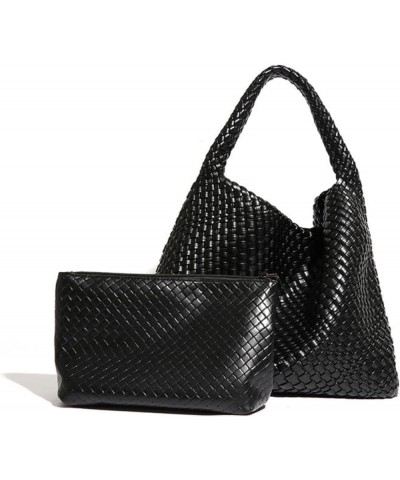 Leather Tote Bag for Women Woven Bag Woven Tote Bag Shoulder Bag Hobo Bag Crossbody Black $30.79 Totes