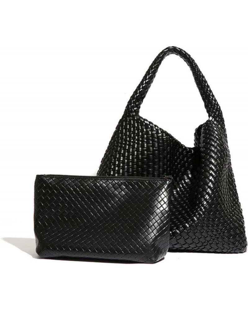 Leather Tote Bag for Women Woven Bag Woven Tote Bag Shoulder Bag Hobo Bag Crossbody Black $30.79 Totes