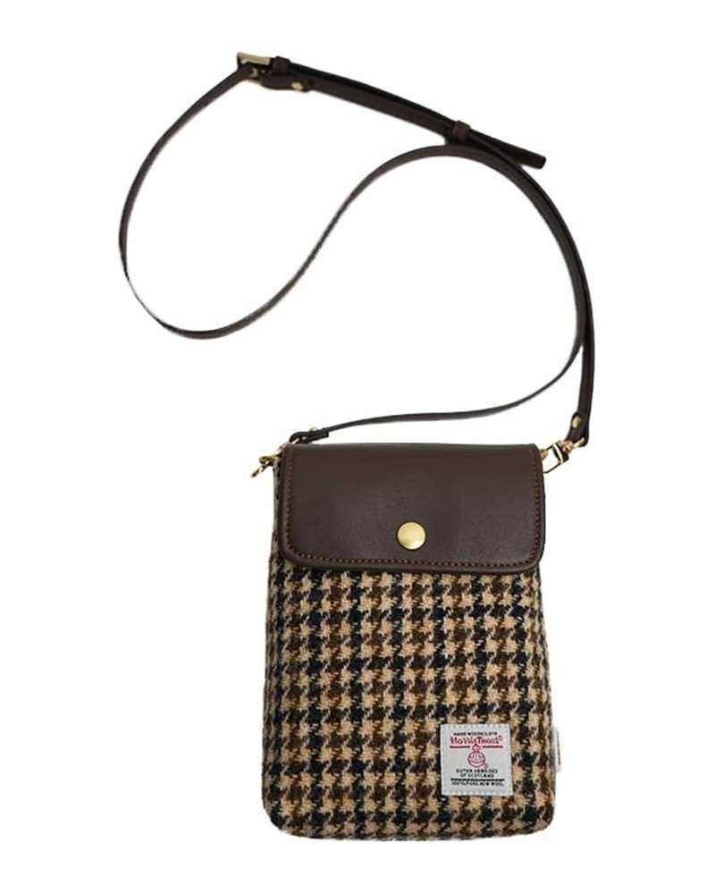 Harris Tweed Small Crossbody Bags Cell Phone Purse for Women Leather Wallet Purses with Adjustable Strap No.3528 Houndstooth ...