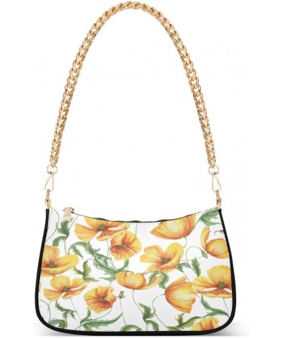 Yellow Flowers Leaf Women's Handbags Tote Crossbody Bag Purse Ladies Shoulder Bag Hobo Handbag $13.20 Totes