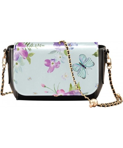 Flowers Butterflies Crossbody Bags for Women Purse Leather Shoulder Bag Handbag for Work Gifts Daily $23.59 Shoulder Bags