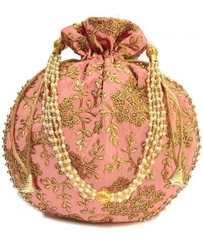 Indian Ethnic Potli bag Ladies Handbag Purse for Bridal Party wedding and Gifting Light Pink $10.61 Clutches