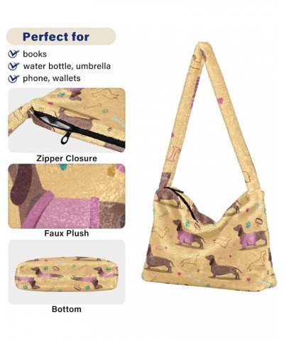 Dogs Furry Tote Bag for Women Crossbody Bag Shopping Shoulder Bag Going Out Purse with Zipper for Fall $12.38 Totes