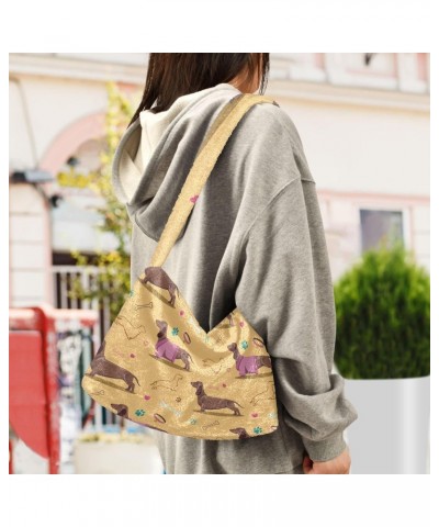 Dogs Furry Tote Bag for Women Crossbody Bag Shopping Shoulder Bag Going Out Purse with Zipper for Fall $12.38 Totes