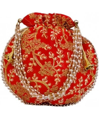 Women's Silk Handicraft Rajasthani Ethnic Potli Bag Orange $12.71 Clutches