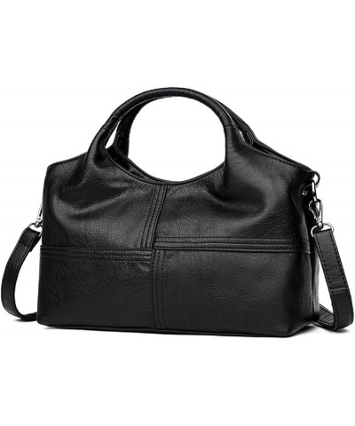 Handbag for Women PU Leather Top-Handle Satchel Ladies Shoulder Bag Stitching Tote Purse Crossbody Bag(Wine) Black $27.11 Totes