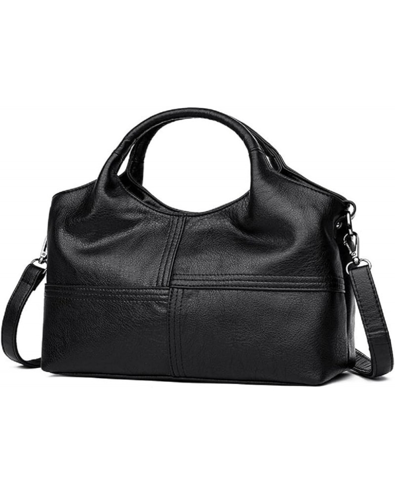 Handbag for Women PU Leather Top-Handle Satchel Ladies Shoulder Bag Stitching Tote Purse Crossbody Bag(Wine) Black $27.11 Totes