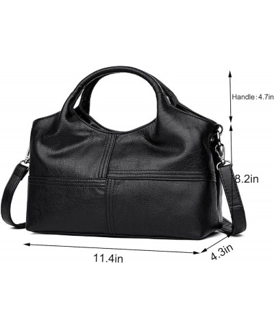 Handbag for Women PU Leather Top-Handle Satchel Ladies Shoulder Bag Stitching Tote Purse Crossbody Bag(Wine) Black $27.11 Totes