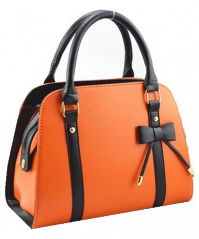 Women's Ladies PU Leather Shoulder With Bow Decoration Top-handle Handle Bags Satchel Tote Purse Crossboby Orange Orange $17....