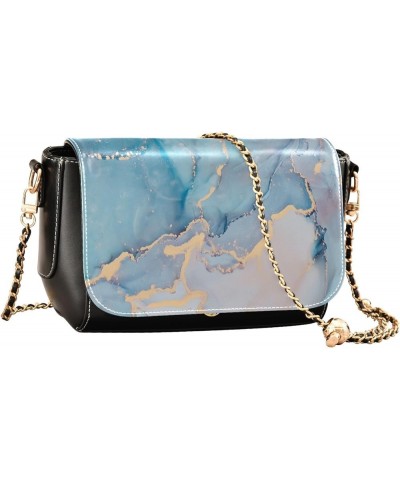 Blue Green Marble Women's Crossbody Handbags, PU Leather Flap Crossbody Bags, Women's Shoulder Handbag Purse Style14 $16.40 S...