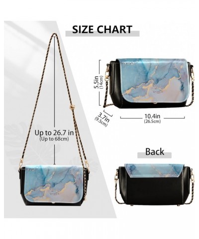 Blue Green Marble Women's Crossbody Handbags, PU Leather Flap Crossbody Bags, Women's Shoulder Handbag Purse Style14 $16.40 S...