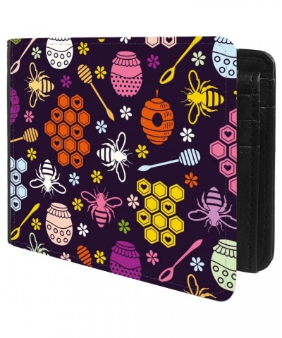 Unique Desige Pattern - Colorful pattern with bees and honey, Slim Front Pocket Wallet Billfold RFID Blocking $11.88 Wallets