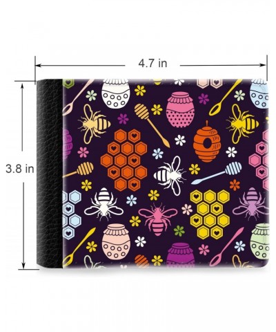 Unique Desige Pattern - Colorful pattern with bees and honey, Slim Front Pocket Wallet Billfold RFID Blocking $11.88 Wallets