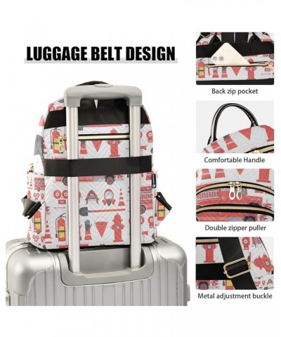 Women Backpack Fire Truck Red Equipment Anti-Theft Travel Backpack with Luggage Belt Lightweight Handbag Lady Purse Roomy Dou...