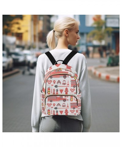 Women Backpack Fire Truck Red Equipment Anti-Theft Travel Backpack with Luggage Belt Lightweight Handbag Lady Purse Roomy Dou...