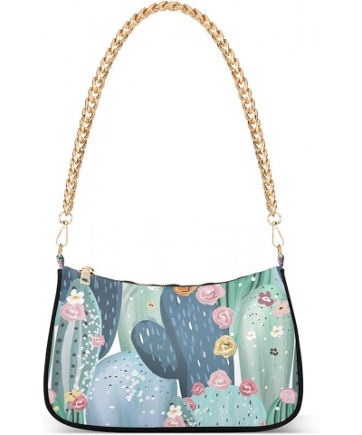 Peacocks Feather Print Women's Purse Hobo Clutch Bag Women's Designer Inspire Handbags Cute Shoulder Bags Pastel Cactus Succu...