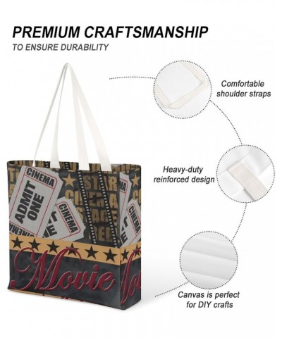 One Movie Theatre Ticket Admit CanvasTote Bag for Women Girl Canvas Shoulder Handbags Cute Large Purse $12.74 Totes