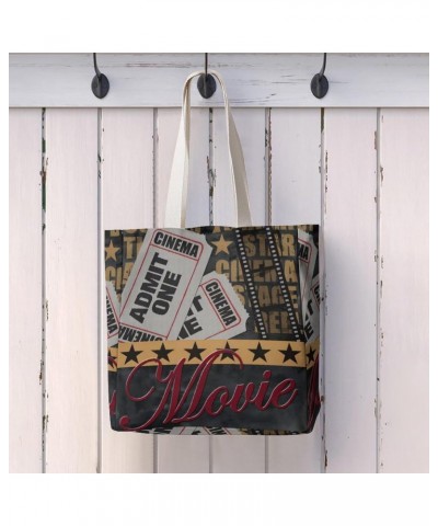 One Movie Theatre Ticket Admit CanvasTote Bag for Women Girl Canvas Shoulder Handbags Cute Large Purse $12.74 Totes