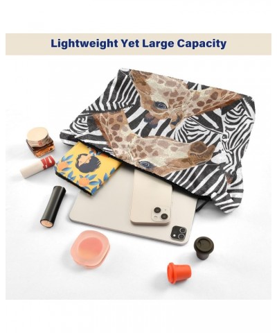 Zebra Giraffe Furry Tote Bag for Women Crossbody Bag Shopping Shoulder Bag Handbag with Zipper for Winter $10.70 Totes