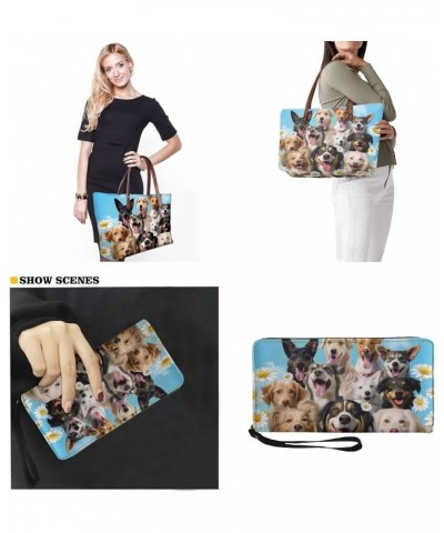 Women Handbags Wallet Tote Bag Shoulder Bag Top Handle Satchel Purse Set 2pcs Dogs Daisy - Multicolor $27.72 Totes