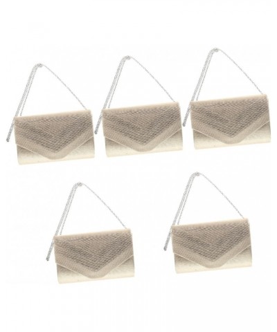 5pcs Ladies Evening Bag Tote Bag Silver Wallet Bag for Women Mini White Purse Ladies Hand Bag Wallet Fashion Wallet Suede Thr...