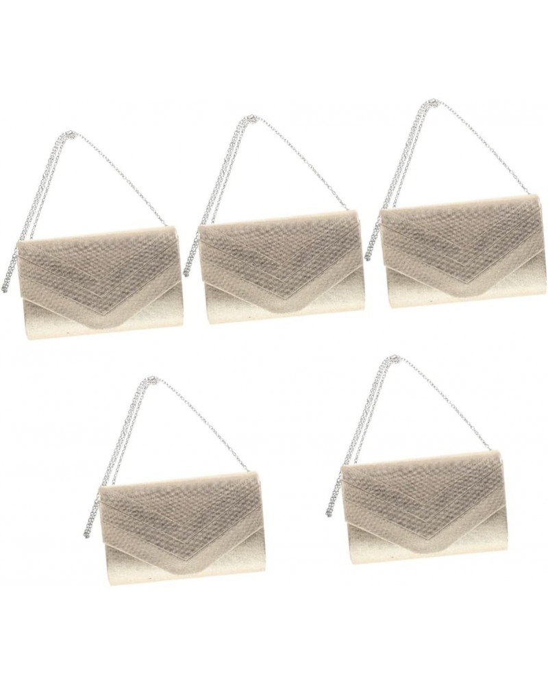 5pcs Ladies Evening Bag Tote Bag Silver Wallet Bag for Women Mini White Purse Ladies Hand Bag Wallet Fashion Wallet Suede Thr...