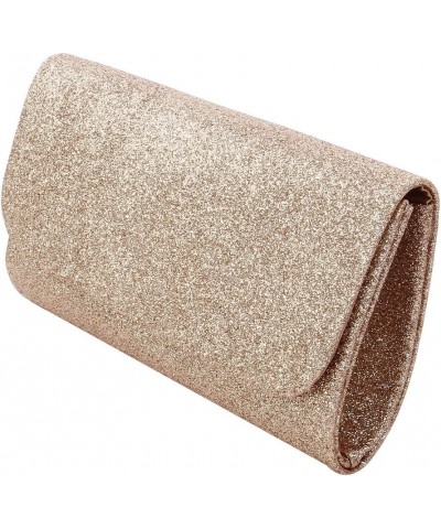 Premium Small Metallic Glitter Flap Clutch Evening Bag Handbag Champagne $11.39 Evening Bags