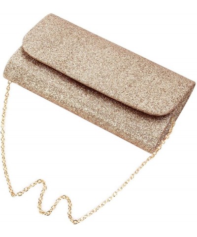 Premium Small Metallic Glitter Flap Clutch Evening Bag Handbag Champagne $11.39 Evening Bags