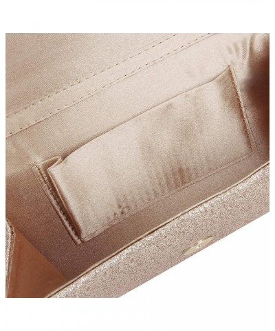 Premium Small Metallic Glitter Flap Clutch Evening Bag Handbag Champagne $11.39 Evening Bags