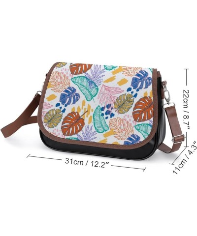 Printed Crossbody Bag Shoulder Bag PU Leather Women's Designer Satchels Watercolor Fall Color3 $22.43 Satchels