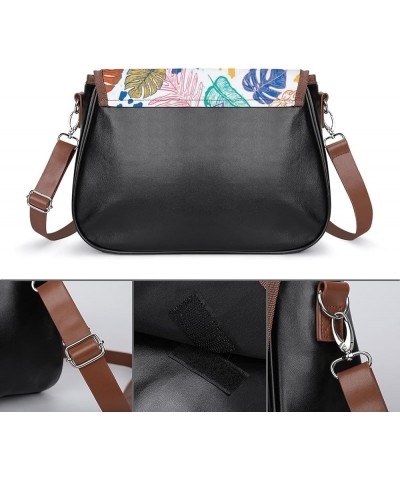 Printed Crossbody Bag Shoulder Bag PU Leather Women's Designer Satchels Watercolor Fall Color3 $22.43 Satchels