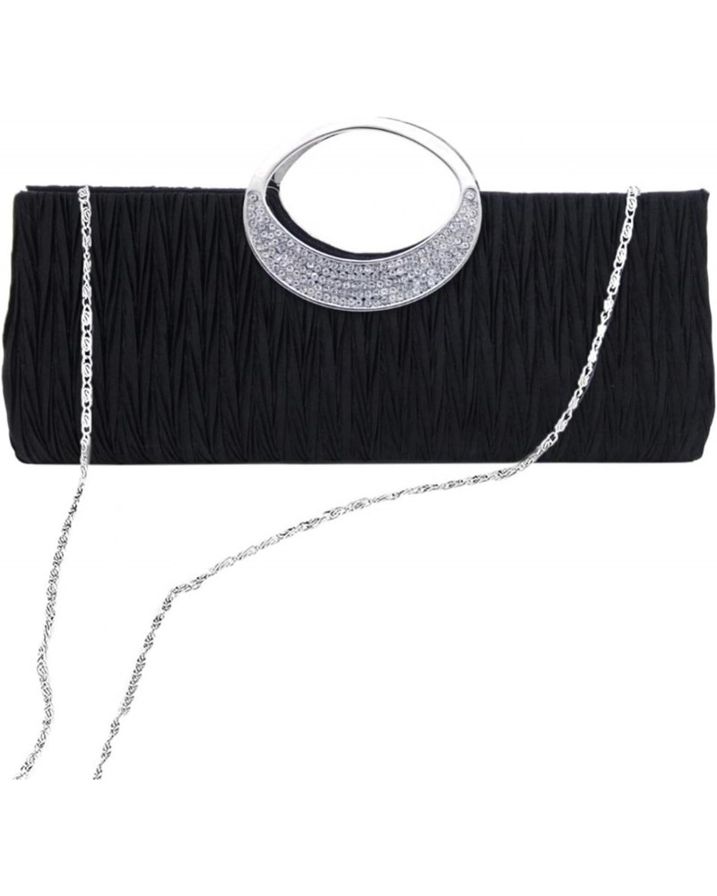 Women's Handbags Rhinestone Satin Pleated Evening Handbag Luxury Women Party Clutch Purse $122.07 Evening Bags