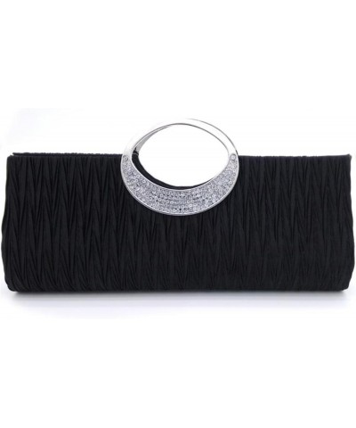 Women's Handbags Rhinestone Satin Pleated Evening Handbag Luxury Women Party Clutch Purse $122.07 Evening Bags