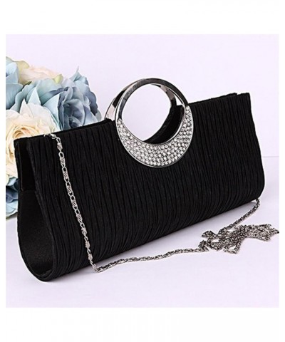 Women's Handbags Rhinestone Satin Pleated Evening Handbag Luxury Women Party Clutch Purse $122.07 Evening Bags