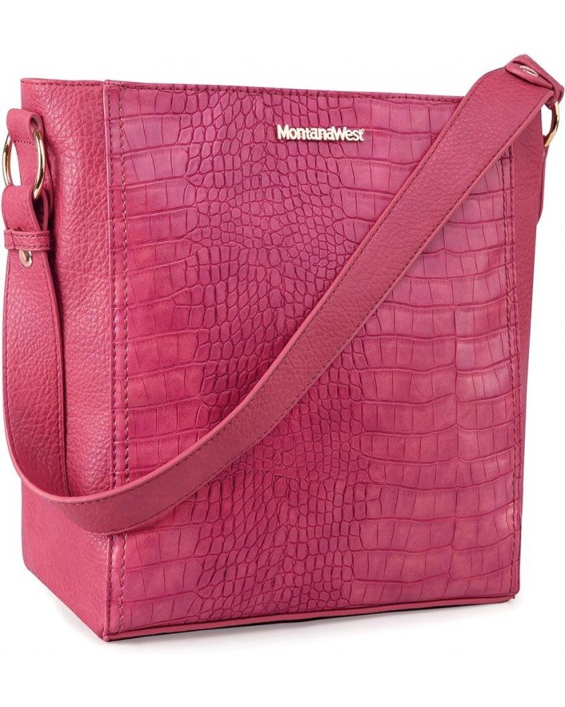 Purses for Women Shoulder Purses and Handbags Hobo Bags for Women Crocodile Hot Pink $14.74 Hobo Bags