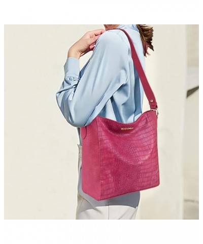 Purses for Women Shoulder Purses and Handbags Hobo Bags for Women Crocodile Hot Pink $14.74 Hobo Bags