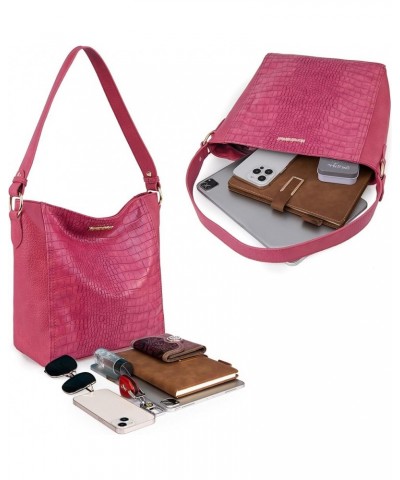 Purses for Women Shoulder Purses and Handbags Hobo Bags for Women Crocodile Hot Pink $14.74 Hobo Bags