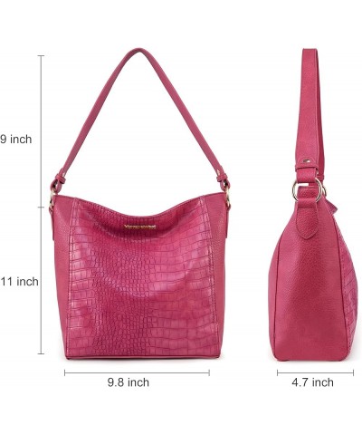 Purses for Women Shoulder Purses and Handbags Hobo Bags for Women Crocodile Hot Pink $14.74 Hobo Bags