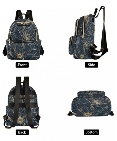 Luxury Golden Rose Flower Women Backpack Purse Travel Daypack Shoulder Bag $17.50 Backpacks