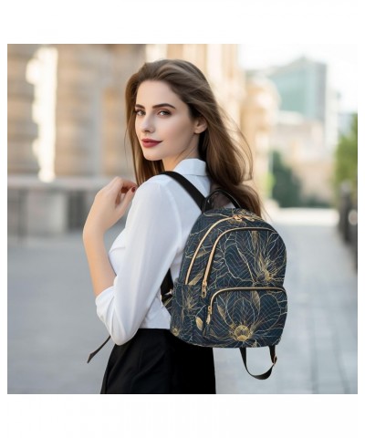 Luxury Golden Rose Flower Women Backpack Purse Travel Daypack Shoulder Bag $17.50 Backpacks