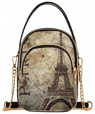 Chain Crossbody Bags for Women Paris Eiffel Tower Vintage Quilted Shoulder Crossbody Handbags Travel Cross Body Cell Phone Pu...