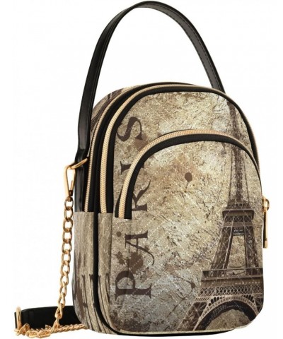 Chain Crossbody Bags for Women Paris Eiffel Tower Vintage Quilted Shoulder Crossbody Handbags Travel Cross Body Cell Phone Pu...