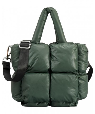 Ladies Small Quilted Tote Bag Winter Soft Quilted Shoulder Bag Down Shoulder Bag Ladies Handbag Men Bags Shoulder Green $17.8...