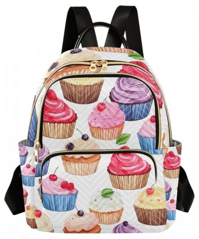 Cupcakes on White Fashion Daypack, Backpack with Luggage Strap, Summer Backpack, M Cupcakes on White-1 Small $19.75 Backpacks