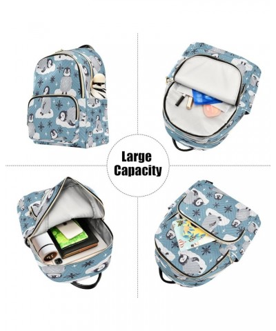 Women Backpack Purse Cute Penguins Snowflakes Fashion Shoulder Bags Travel Backpack Small Daypacks S Small $12.48 Backpacks