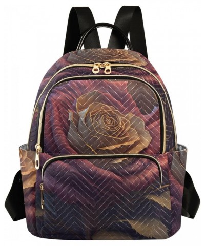 Women's Small Fashion Backpack Ethereal Burgundy Rose Print Ladies Travel Daypack Aesthetic Shoulder Bag 11.4×6.1×14.1 IN $17...