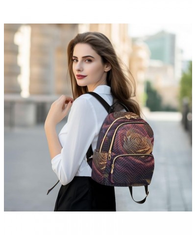 Women's Small Fashion Backpack Ethereal Burgundy Rose Print Ladies Travel Daypack Aesthetic Shoulder Bag 11.4×6.1×14.1 IN $17...