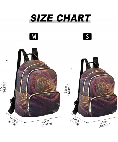 Women's Small Fashion Backpack Ethereal Burgundy Rose Print Ladies Travel Daypack Aesthetic Shoulder Bag 11.4×6.1×14.1 IN $17...